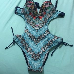 New Turquoise and Dark Blue Monokini